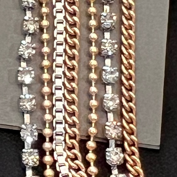 NWT, gorgeous ALLSAINTS Farrah Multi-Tonal Chain
Earrings in warm brass/silver - Picture 8 of 14